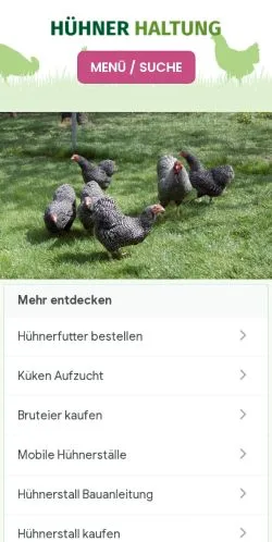 Vista previa del sitio Hühner-Haltung, medio de Alemania para artículos patrocinados