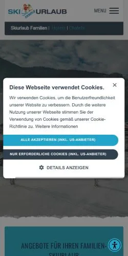 Anteprima del sito Skiurlaub Familien, media di Germania per articoli sponsorizzati