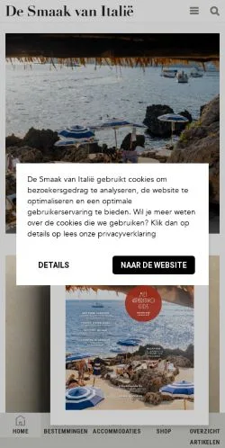 Podgląd witryny De Smaak Van Italië, medium z kraju Holandia do artykułów sponsorowanych