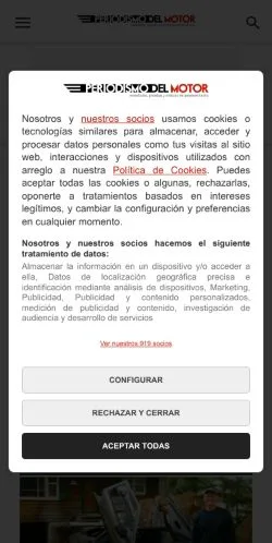 스폰서 기사용 스페인 매체 Periodismo del Motor 사이트 미리보기