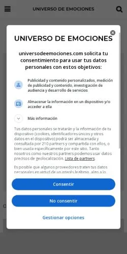 Anteprima del sito Universo de Emociones, media di Spagna per articoli sponsorizzati