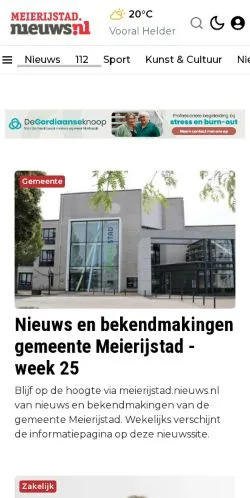 Anteprima del sito Meierijstad Nieuws, media di Paesi Bassi per articoli sponsorizzati