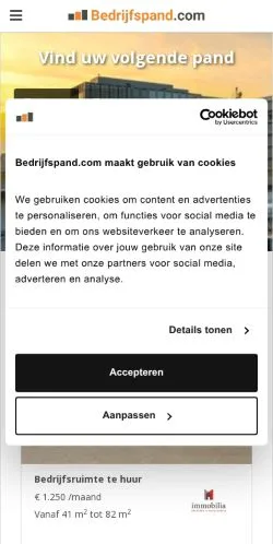 Anteprima del sito Bedrijfspand, media di Paesi Bassi per articoli sponsorizzati