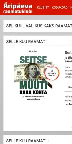 Anteprima del sito Raamatuklubi Äripäev, media di Stati Uniti per articoli sponsorizzati