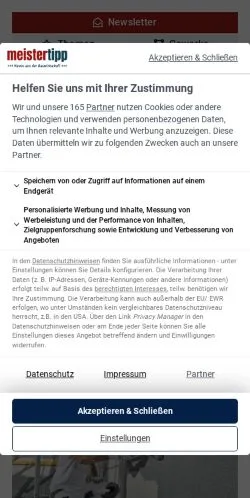 Podgląd witryny meistertipp, medium z kraju Niemcy do artykułów sponsorowanych
