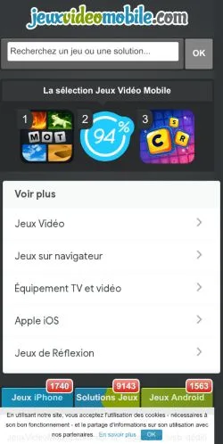 스폰서 기사용 프랑스 매체 Jeux Vidéo Mobile 사이트 미리보기