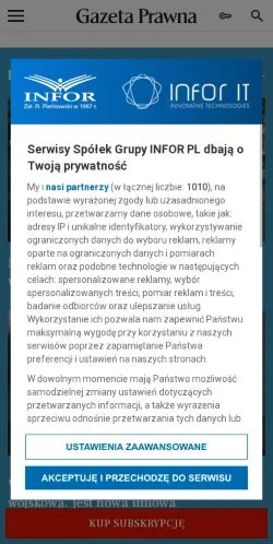 Anteprima del sito GazetaPrawna, media di Polonia per articoli sponsorizzati