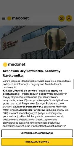 Podgląd witryny Medonet, medium z kraju Polska do artykułów sponsorowanych