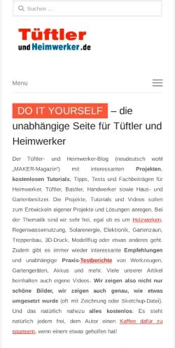 Anteprima del sito Tüftler Und Heimwerker, media di Germania per articoli sponsorizzati