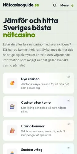 Anteprima del sito Nätcasinoguide, media di Svezia per articoli sponsorizzati