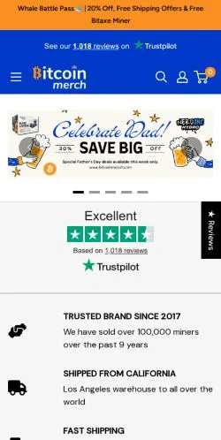 Aperçu du site BitcoinMerch, média de États-Unis pour articles sponsorisés