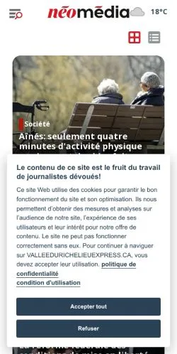 Anteprima del sito Vallée-du-Richelieu Express, media di Canada per articoli sponsorizzati