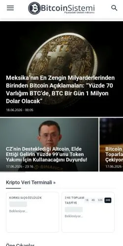 Anteprima del sito Bitcoin Sistemi, media di Turchia per articoli sponsorizzati