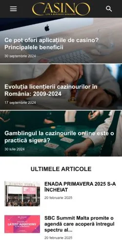 스폰서 기사용 루마니아 매체 CASINO LIFE & BUSINESS MAGAZINE 사이트 미리보기