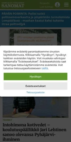 Pré-visualização do site Lempäälän-Vesilahden Sanomat, meio de Finlândia para artigos patrocinados