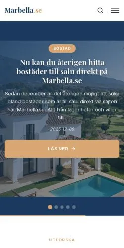 スポンサード記事向けのスウェーデンメディア、Marbellaのサイトプレビュー