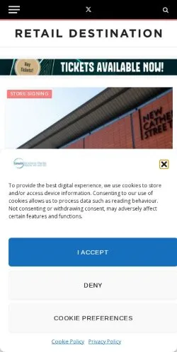 Anteprima del sito Retail Destination, media di Regno Unito per articoli sponsorizzati