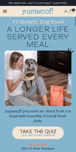 Anteprima del sito Yumwoof, media di Stati Uniti per articoli sponsorizzati