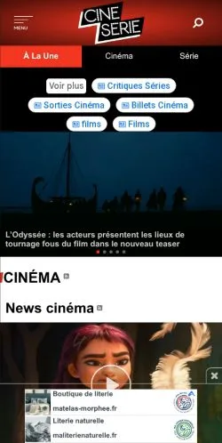 Podgląd witryny CinéSérie, medium z kraju Francja do artykułów sponsorowanych
