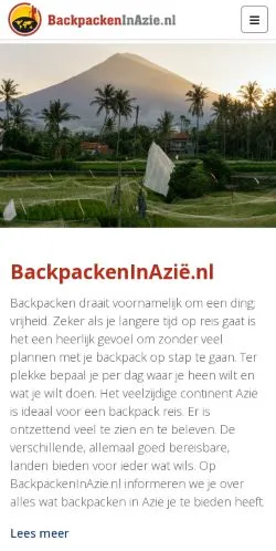 Anteprima del sito Backpacken In Azië, media di Paesi Bassi per articoli sponsorizzati
