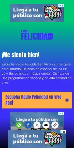 Anteprima del sito Radio Felicidad, media di Spagna per articoli sponsorizzati