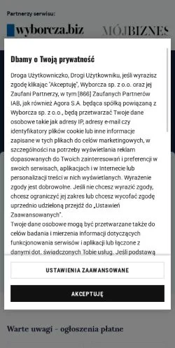 Anteprima del sito Komunikaty, media di Polonia per articoli sponsorizzati