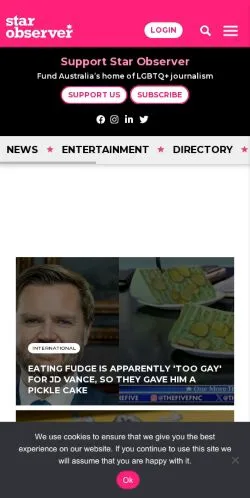 Förhandsvisning av webbplatsen Star Observer, medium i Australien för sponsrade artiklar
