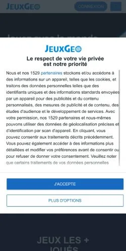 Vista previa del sitio Jeux Géographiques, medio de Francia para artículos patrocinados