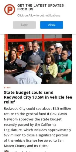 Forhåndsvisning av nettstedet Redwood City Pulse, medium fra USA for sponsede artikler