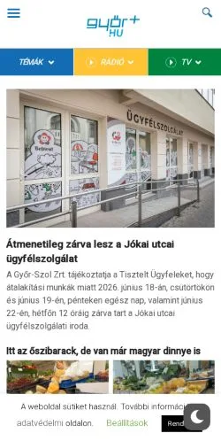 Anteprima del sito Győr Plusz, media di Ungheria per articoli sponsorizzati