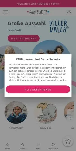 Podgląd witryny Baby Sweets, medium z kraju Niemcy do artykułów sponsorowanych