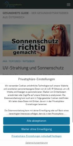 Podgląd witryny Der Gesundheits Guide aus Österreich, medium z kraju Austria do artykułów sponsorowanych