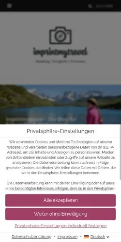 Anteprima del sito Imprintmytravel, media di Germania per articoli sponsorizzati