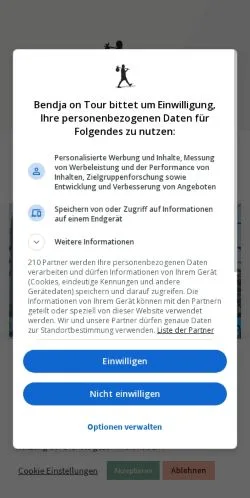 Anteprima del sito Bendja On Tour, media di Germania per articoli sponsorizzati