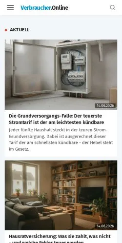 Anteprima del sito Verbraucher.Online, media di Germania per articoli sponsorizzati