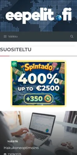 Pré-visualização do site Eepelit, meio de Finlândia para artigos patrocinados