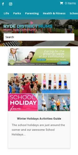 Anteprima del sito Ryde District Mums, media di Australia per articoli sponsorizzati