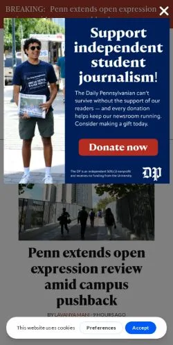 Forhåndsvisning af The Daily Pennsylvanian, medie fra USA til sponsorerede artikler