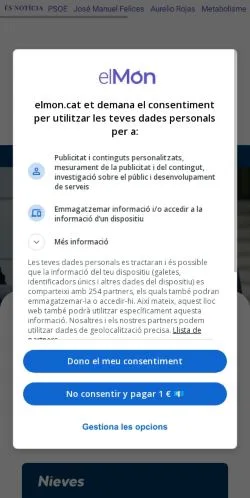 Podgląd witryny El Món, medium z kraju Stany Zjednoczone do artykułów sponsorowanych