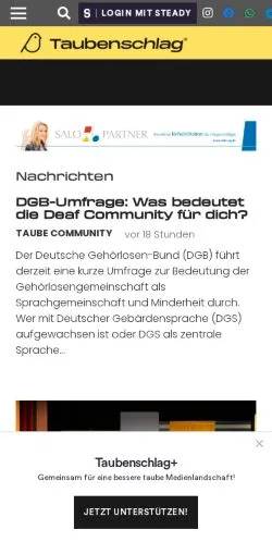 Podgląd witryny Taubenschlag, medium z kraju Niemcy do artykułów sponsorowanych