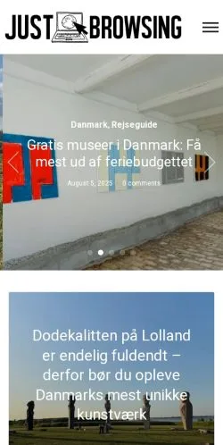 Forhåndsvisning av nettstedet JustBrowsing, medium fra Danmark for sponsede artikler