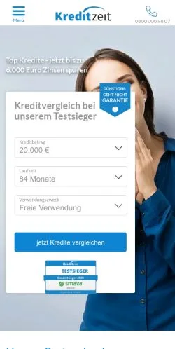 Podgląd witryny Kredit-Zeit, medium z kraju Niemcy do artykułów sponsorowanych