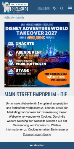 Podgląd witryny MSE Disney, medium z kraju Niemcy do artykułów sponsorowanych