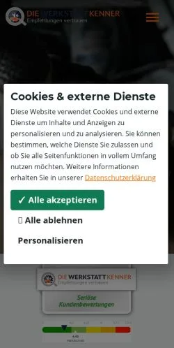 Anteprima del sito Die Werkstattkenner, media di Germania per articoli sponsorizzati