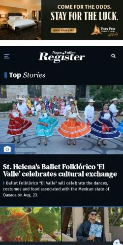Vista previa del sitio Napa Valley Register, medio de Estados Unidos para artículos patrocinados