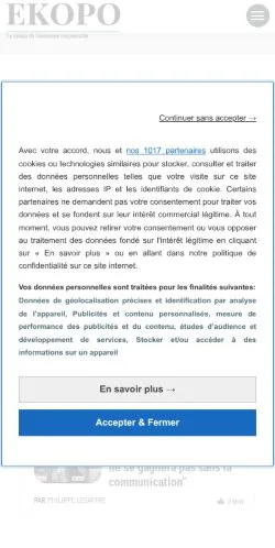 Anteprima del sito Ekopo, media di Francia per articoli sponsorizzati