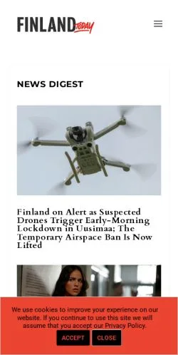 Anteprima del sito Finland Today, media di Finlandia per articoli sponsorizzati
