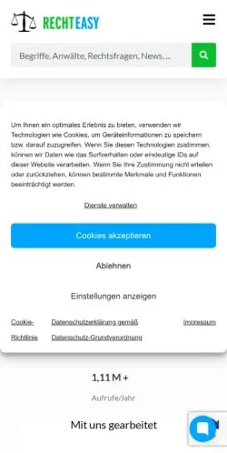Anteprima del sito RechtEasy, media di Austria per articoli sponsorizzati