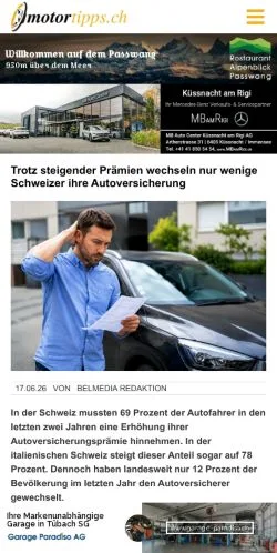 スポンサード記事向けのスイスメディア、Motortippsのサイトプレビュー