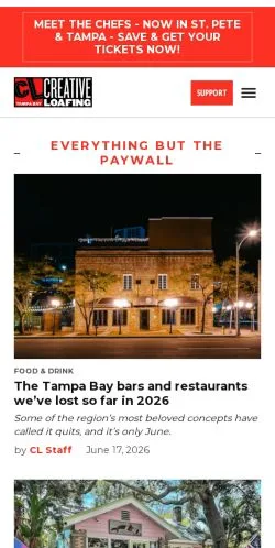Podgląd witryny Creative Loafing Tampa, medium z kraju Stany Zjednoczone do artykułów sponsorowanych